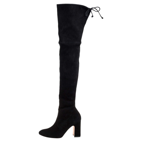 Stuart Weitzman Black Suede Kirstie 90 Over-the-knee Boots Size 7 - Picture 2 of 9